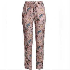 RARE! Zadig And Voltaire Pale Pink Parono Circus Print Drawstring Waist Pants